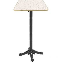 Oviala - Table haute 60 cm inclinable plateau marbre terrazzo/doré et pied noir