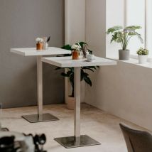 Toscohome - Table haute carrée 70x70 cm plateau blanc et base chromée