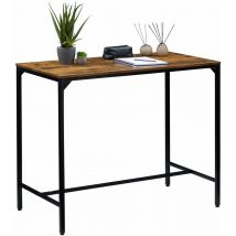 Table haute de bar lamego en métal avec plateau en fibres de bois, couleur brun rustique