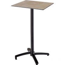 Oviala - Table haute de terrasse carrée stratifié marbre beige