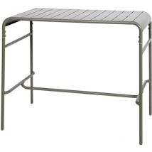 Sweeek - Table haute de jardin métal 4 places. kaki. 120 x 70 x 95cm