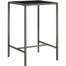 Bonnevie - Table haute de jardin Table de bar - Mange-Debout Gris 70x70x110cm Résine tressée et verre BV248565
