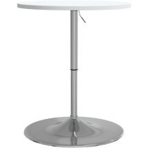 Lafomukea - Table haute et meuble bar blanc 60x60x90cm bois d'ingénierie et acier chromé