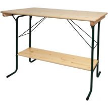 Table haute HWC-L67 - table de brasserie table de tente de bière table de camping - pliable métal pin bois huilé 110x125x70cm