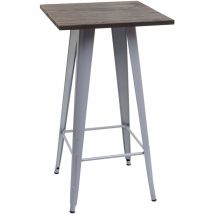 Mendler - Table haute HWC-A73 avec plateau en bois, table de bar, design industriel en métal 107x60x60cm - gris