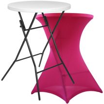 Rekkem - Table haute mange debout + housse rose