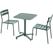 Oviala - Ensemble table inclinable de terrasse 70 x 70 cm et 2 chaises vert