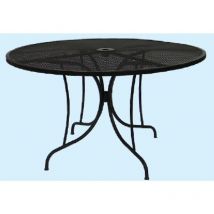 Fraschetti - Table en acier réticulé noir rond Ø122 avec trou pour parapluie kiwi