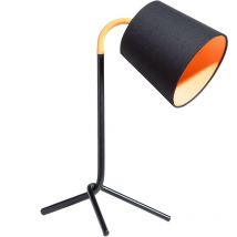 Modern Table Desk Lamp Black Spotlight Black Drum Shade Tripod Base Steel Mooki - Black