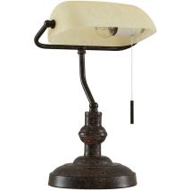 Table Lamp Profina (antique, vintage) in Brown made of Metal for e.g. Office & Workroom (1 light source, E27) from Lindby rusty brown, amber