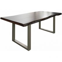 Table à manger 180x90 Acacia laqué Brun / Gris mat FREEFORM 5