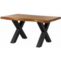Table à manger 160x90 en bois d'acacia brun pieds en x anthracite mat freeform 5