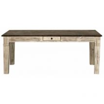 Massivmoebel24 - Table à manger 150x90 Manguier ciré Blanc antique castle-antik 107 - blanc
