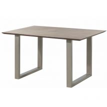 Table à manger 140x90 Acacia laqué Bois naturel / Gris mat Pieds en u swiss edge