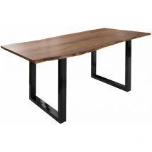 Massivmoebel24 - Table à manger 120x90 Acacia laqué Bois naturel / Anthracite laqué freeform