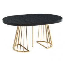 Table à manger extensible 2 à 12 personnes en MDF et acier - Noir et doré - FIRELA