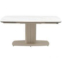 Table à manger extensible 6 à 10 personnes en céramique et métal - Effet marbre blanc et taupe - carioula de Pascal Morabito