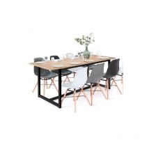 Table à manger extensible rectangle detroit 6-10 personnes design industriel 160-200 cm