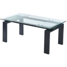 Vente-unique - Table à manger extensible lubana - Verre trempé & métal - Noir - 8 à 10 personnes