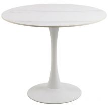 Hellin - Table à manger ronde en céramique et pied tulipe en métal L90 - marsa