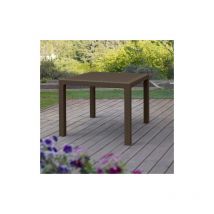 Salone - Table carre'e Melody 94 en re'sine antichoc effet polyrotin marron 94x94x74 cm pour jardin exte'rieur