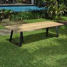 Table Métal Anthracite Et Teck Recyclé 300 X 110 Cm Orsay