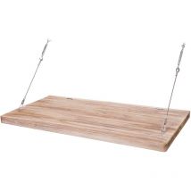 Table murale HHG-304, table murale pliante Étagère murale Table avec tableau, pliable Bois massif, 120x60cm