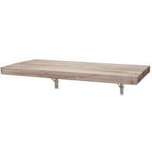 Table murale HHG-418, table pliante murale en bois massif, 100x50cm couleur naturelle