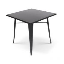 Kosmi - Table style industriel en métal noir mat - 80x80 cm