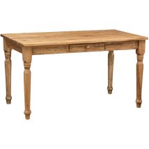Table non extensible style rustique en bois massif finition de tilleulul et noyer