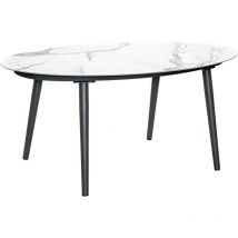 Homemaison - Table de jardin ovale plateau en verre céramique 6 personnes