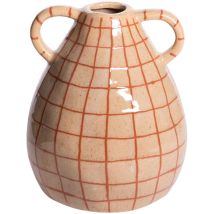 Amphore en céramique Zanzibar – Vase décoratif beige – 17x17x21 cm – Table Passion