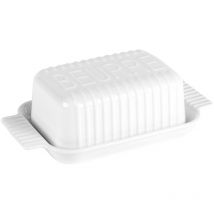 Table Passion - Beurrier strié en porcelaine 21x12 cm
