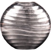 Table Passion - Vase ovale vague en fonte argent 30 cm