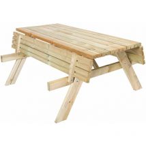 Gardiun - Table Pique-nique Bancs Pliables 200 Bois Traité 198x154x74 cm 42 mm 6-8 Personnes