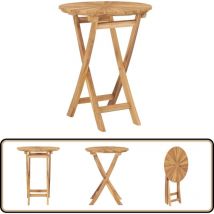 Table pliable de jardin ø 60 cm Bois de teck solide - Table De Jardin Pliante - Table En Teck - Mobilier De Jardin - Table Extérieure - Table Ronde