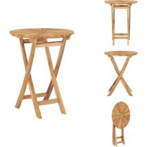 Table pliable de jardin ø 60 cm Bois de teck solide - Table De Jardin Pliante - Table En Teck - Mobilier De Jardin - Table Extérieure - Table Ronde