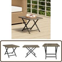 Table pliable gris 45x35x32 cm résine tressée - Table Pliable - Table De Jardin - Mobilier De Jardin - Table Extérieure - Table Résistante Aux