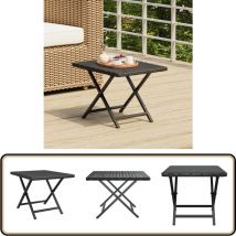 Table pliable noir 45x35x32 cm résine tressée - Table Pliable - Table De Jardin - Mobilier De Jardin - Table Extérieure - Table Noire