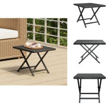 Table pliable noir 45x35x32 cm résine tressée - Table Pliable - Table De Jardin - Mobilier De Jardin - Table Extérieure - Table Noire