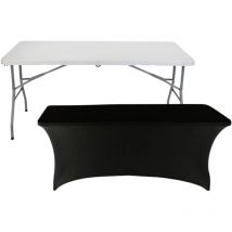 7house - Table pliante 150cm Blanc + Housse Traiteur