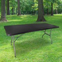 SKYLANTERN Table Pliante 180 cm Rectangulaire Noire - Table de Camping Pliante 6 / 8 personnes 180x74x74cm - Table pliante Exterieur en HDPE épais