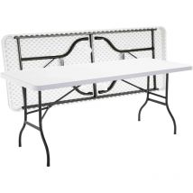 Rekkem - Table de jardin pliante 8 places Blanc - 180cm x 74cm x 75cm