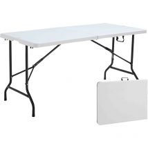 Rekkem - Table Pliante Blanche 152 x 70 x 74 cm, Blanc