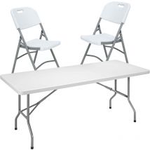 Wellhome - Table pliante multifonctionnelle 180x75x74 cm et lot de 2 chaises pliantes 51x45x85,5 cm, idéales pour l'extérieur