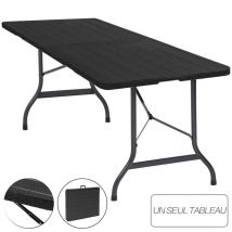 Table de Jardin 8 Personnes - Table Pliante L180 x l70 x H73cm - Table Camping Exterieur pour Jardin Terrasse et Balcon - Noir