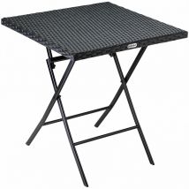 Table pliante polyrotin 65x65x75cm table jardin balcon terrasse max. 60kg Extérieur Table de Camping Table d'appoint - Casaria