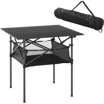 Table pliante table de camping table de jardin filet rangement + sac transport plateau alu. châssis métal époxy noir