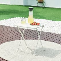 [en.casa] - Table pliante Vegårshei acier 45 x 40 x 40 cm blanc