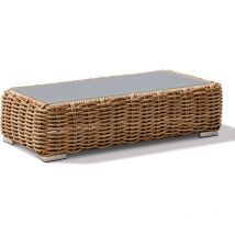 BORABORA - Mesa de centro en resina trenzada y tablero de vidrio - PARIS GARDEN